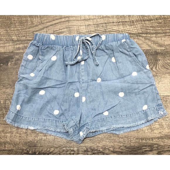 Gianni Bini Blue White Polka Dot Shorts Sz XS Pull On Denim Look Casual Beach E2 - Picture 4 of 4
